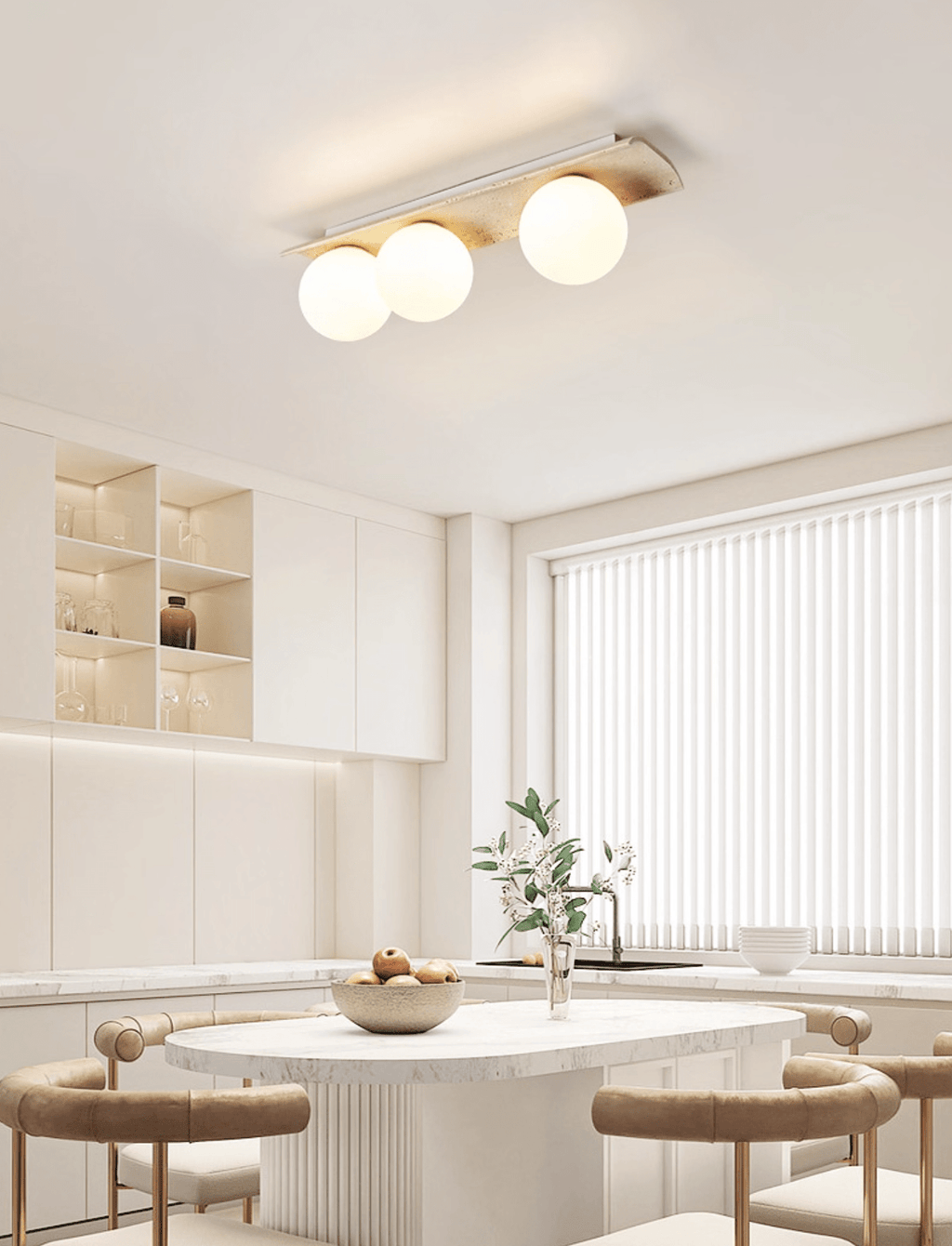 Plafonnier moderne Kade en Travertin jaune et blanc