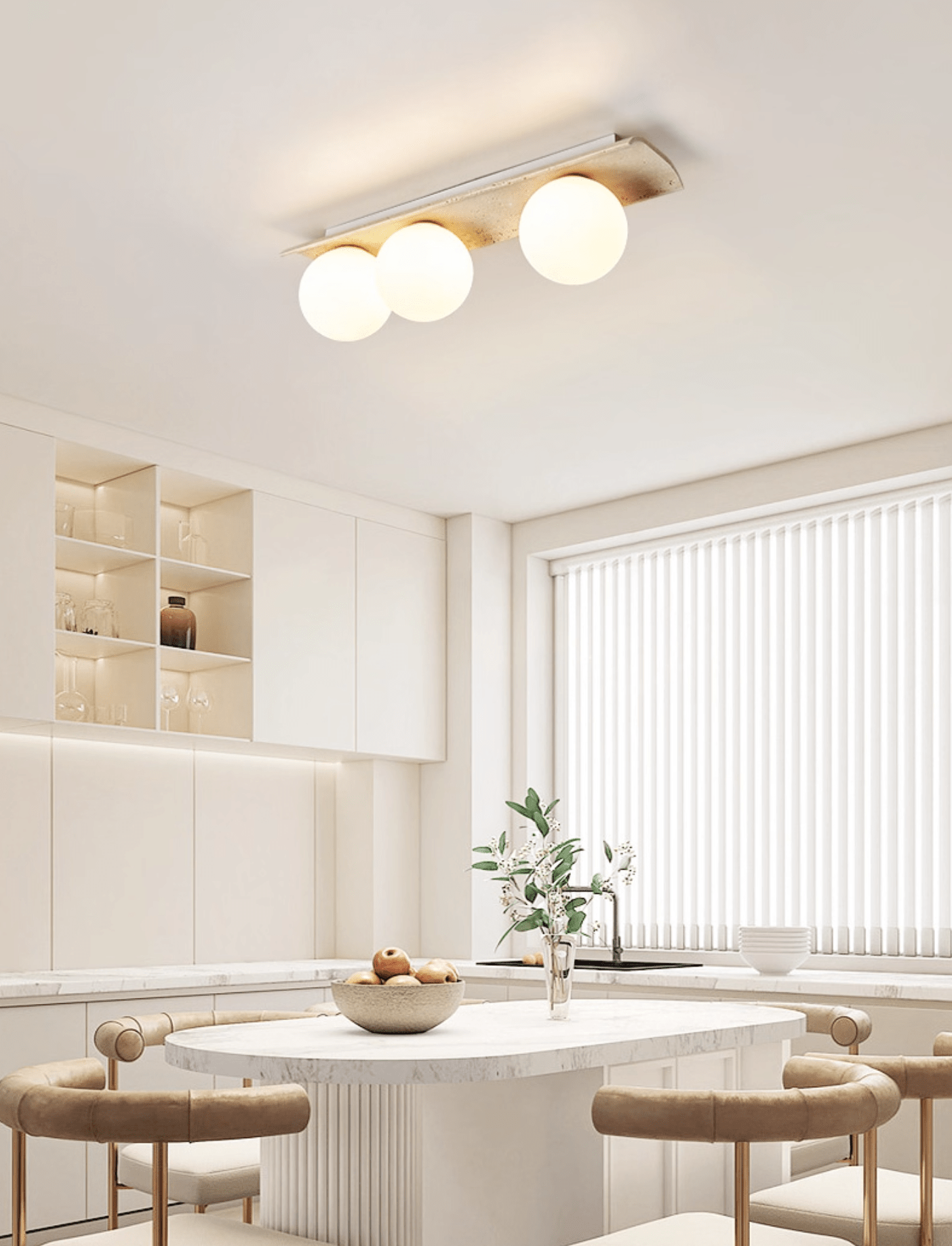 Plafonnier moderne Kade en Travertin jaune et blanc