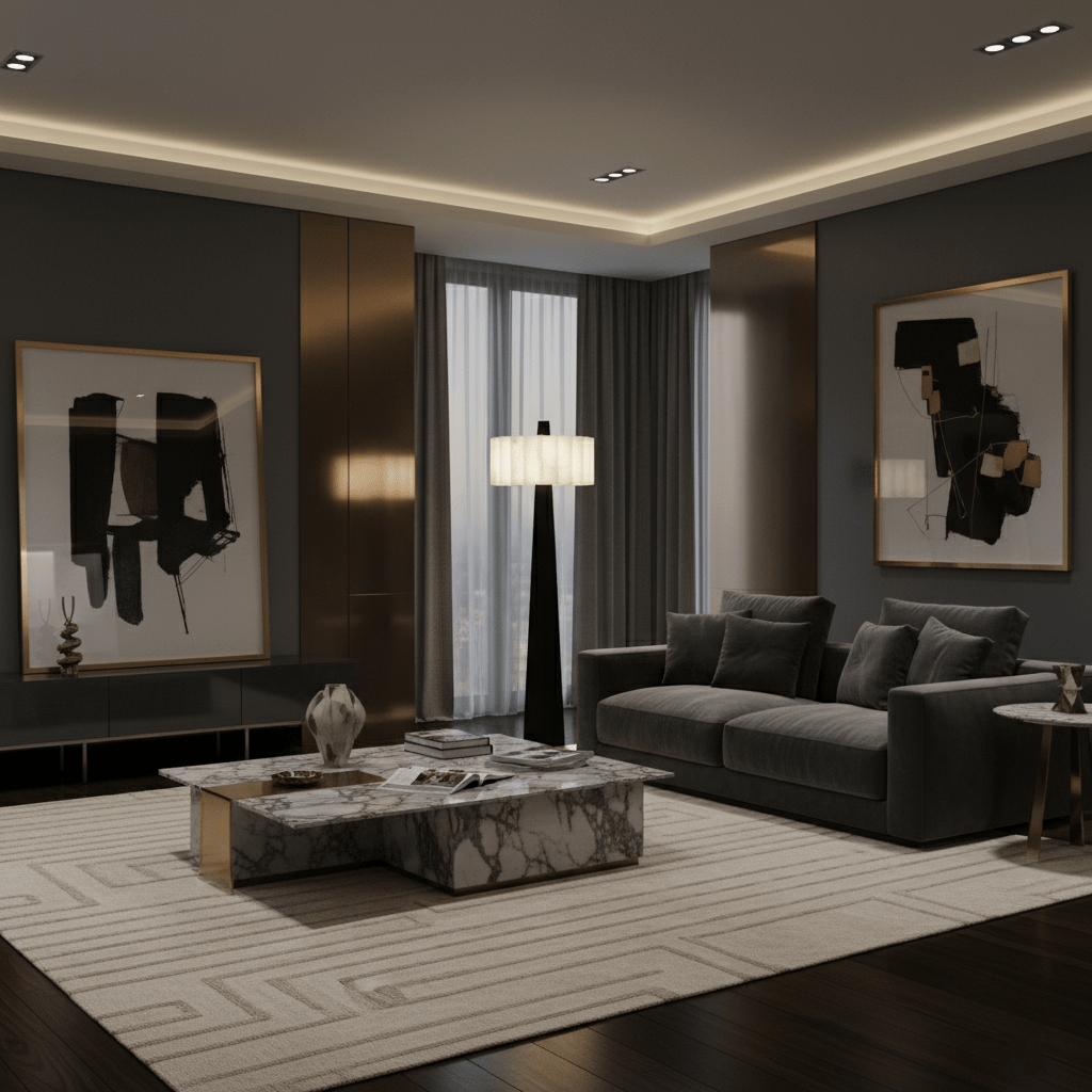 Lampadaire moderne Flyte en Albâtre Noir et blanc