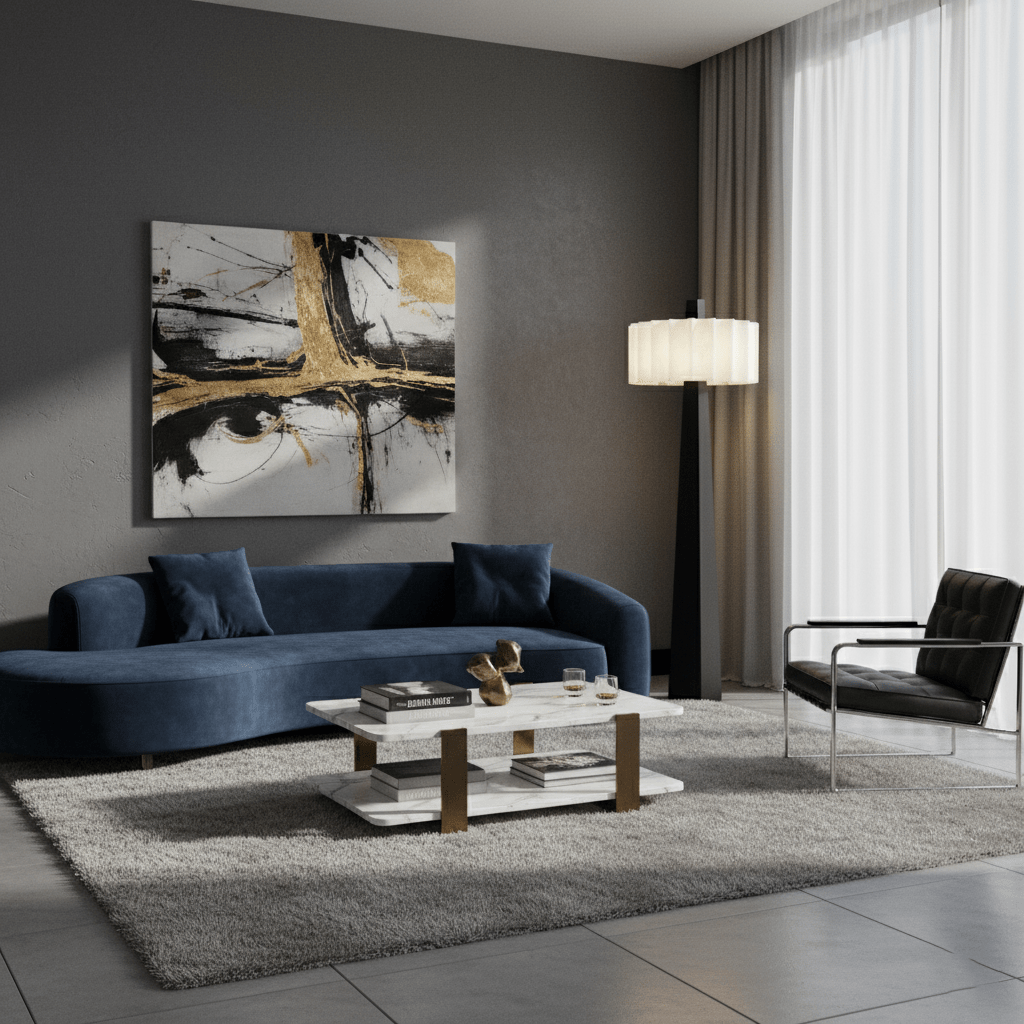 Lampadaire moderne Flyte en Albâtre Noir et blanc