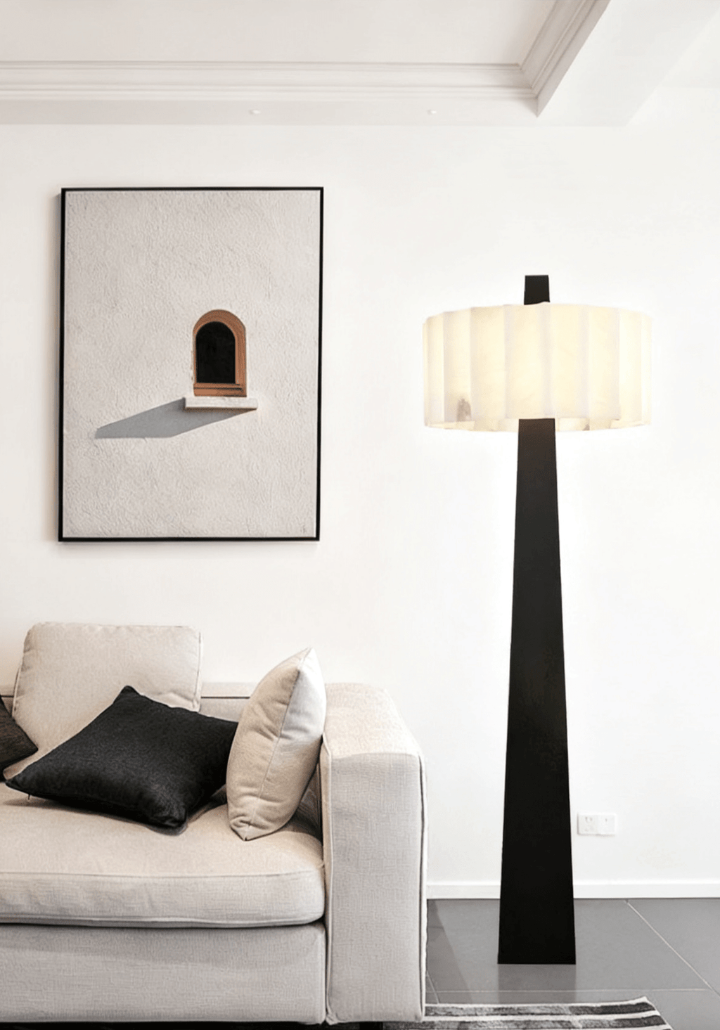 Lampadaire moderne Flyte en Albâtre Noir et blanc