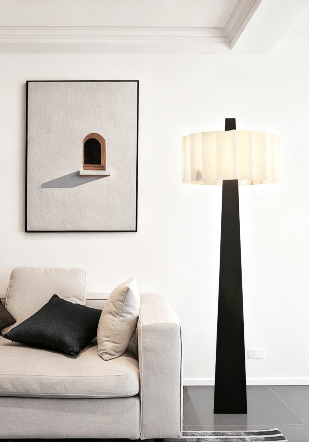 Lampadaire moderne Flyte en Albâtre Noir et blanc