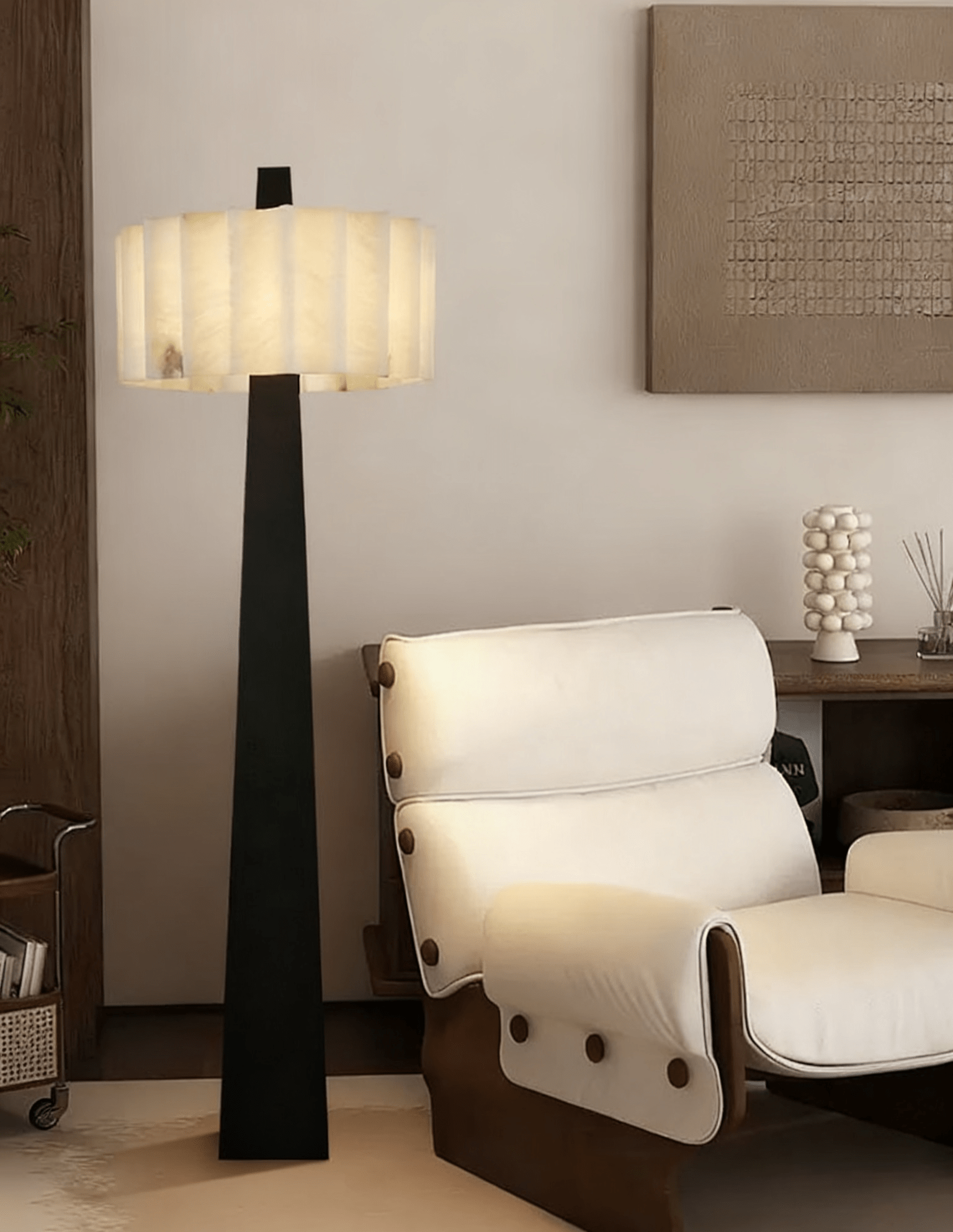 Lampadaire moderne Flyte en Albâtre Noir et blanc