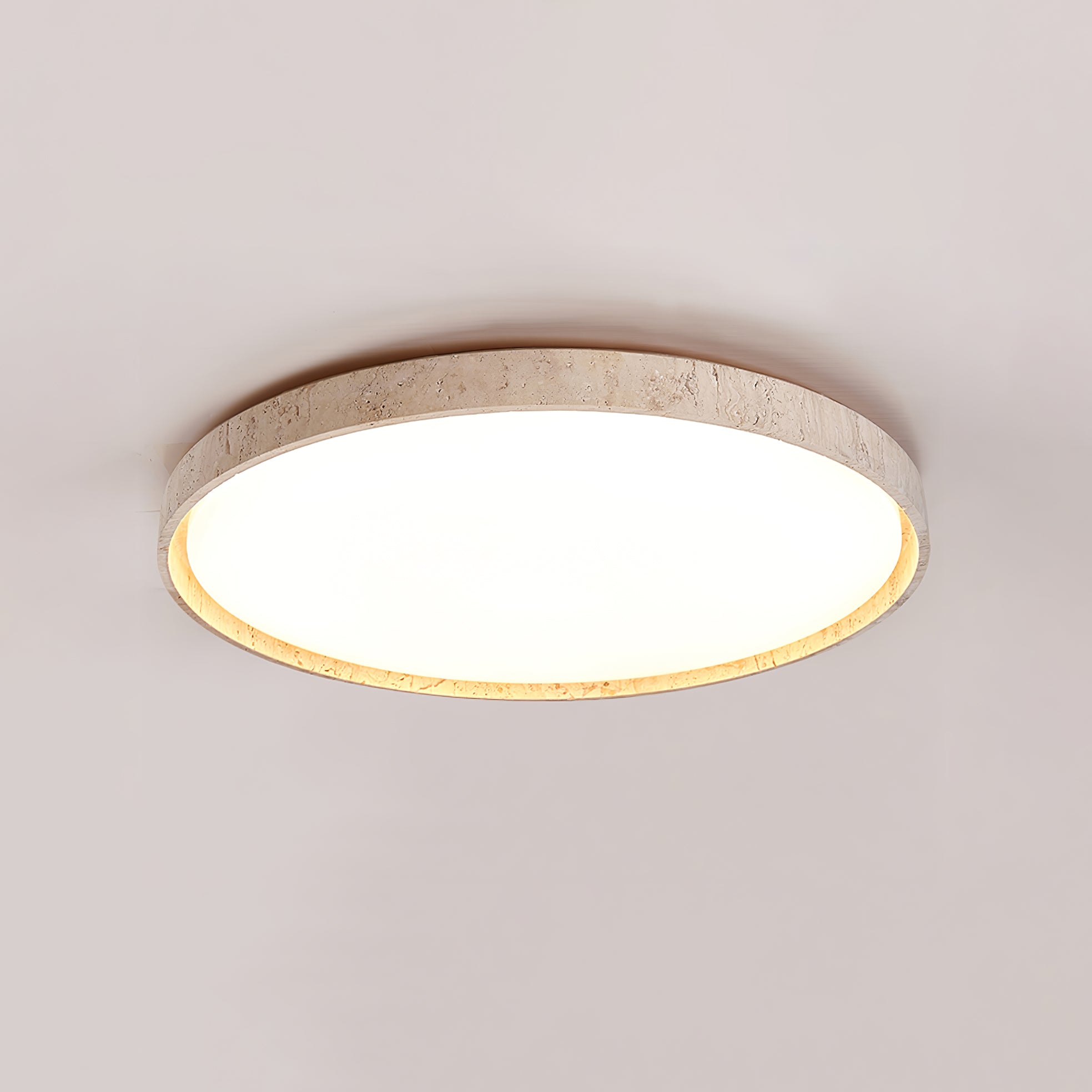 Plafonnier moderne Ode en Noyer et travertin jaune