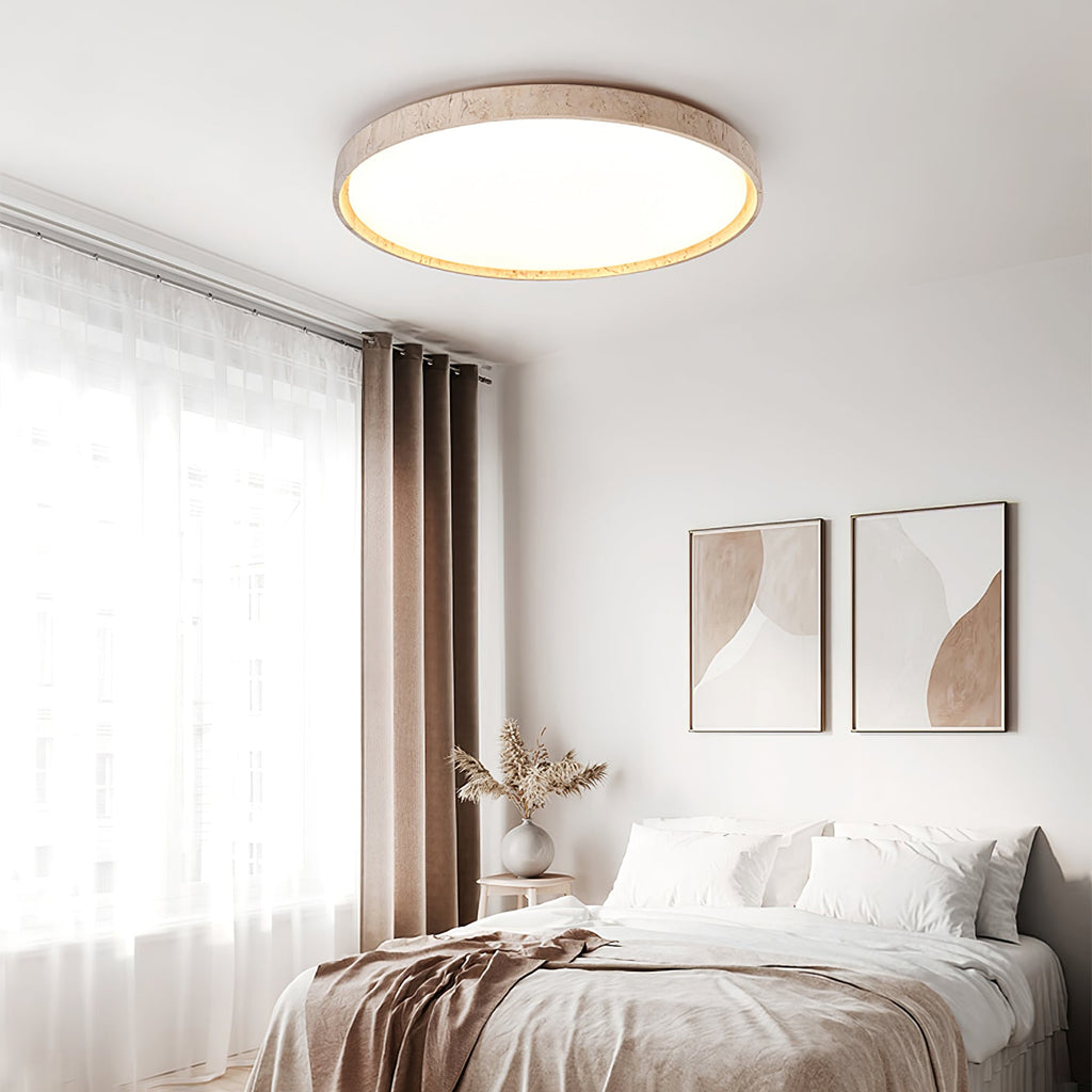 Plafonnier moderne Ode en Bois et travertin jaune