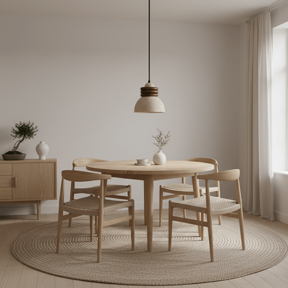 Suspension moderne Rock en Travertin jaune et noyer bois