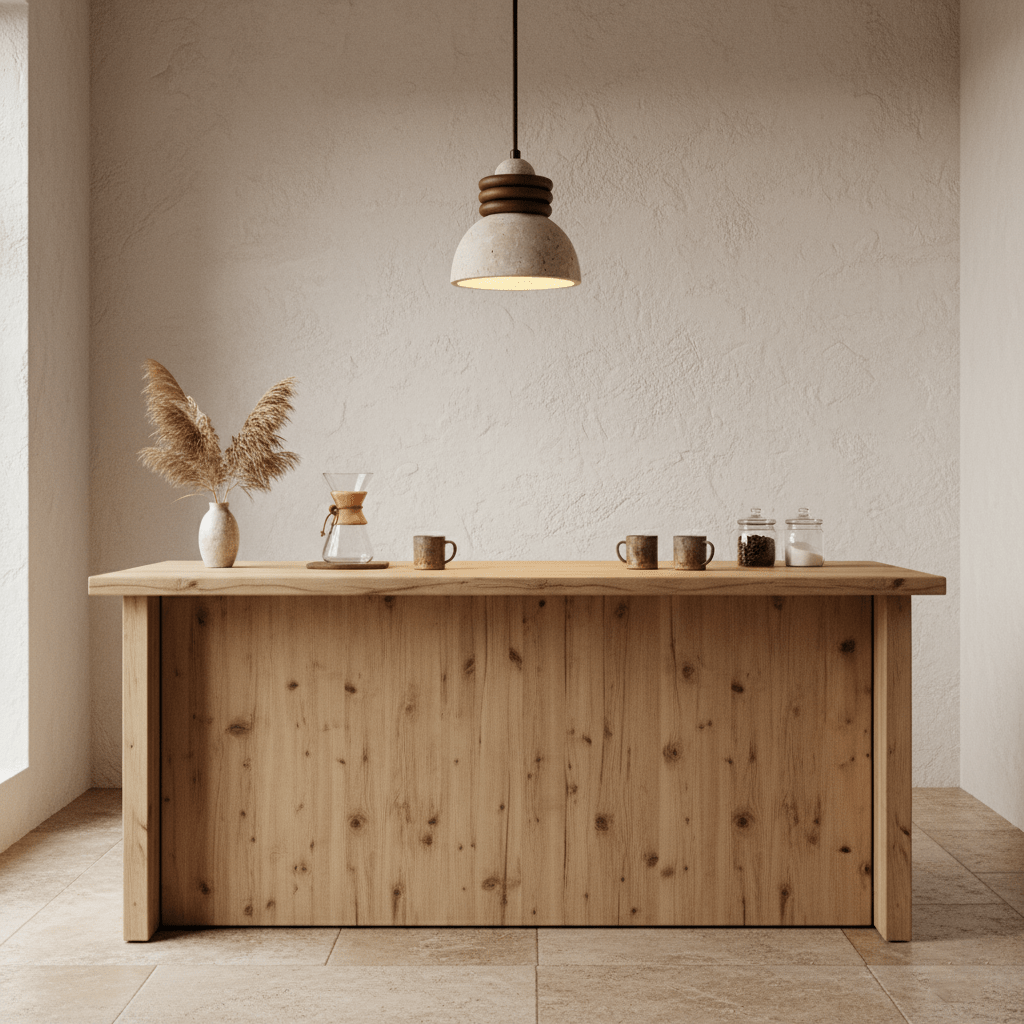 Suspension moderne Rock en Travertin jaune et noyer bois