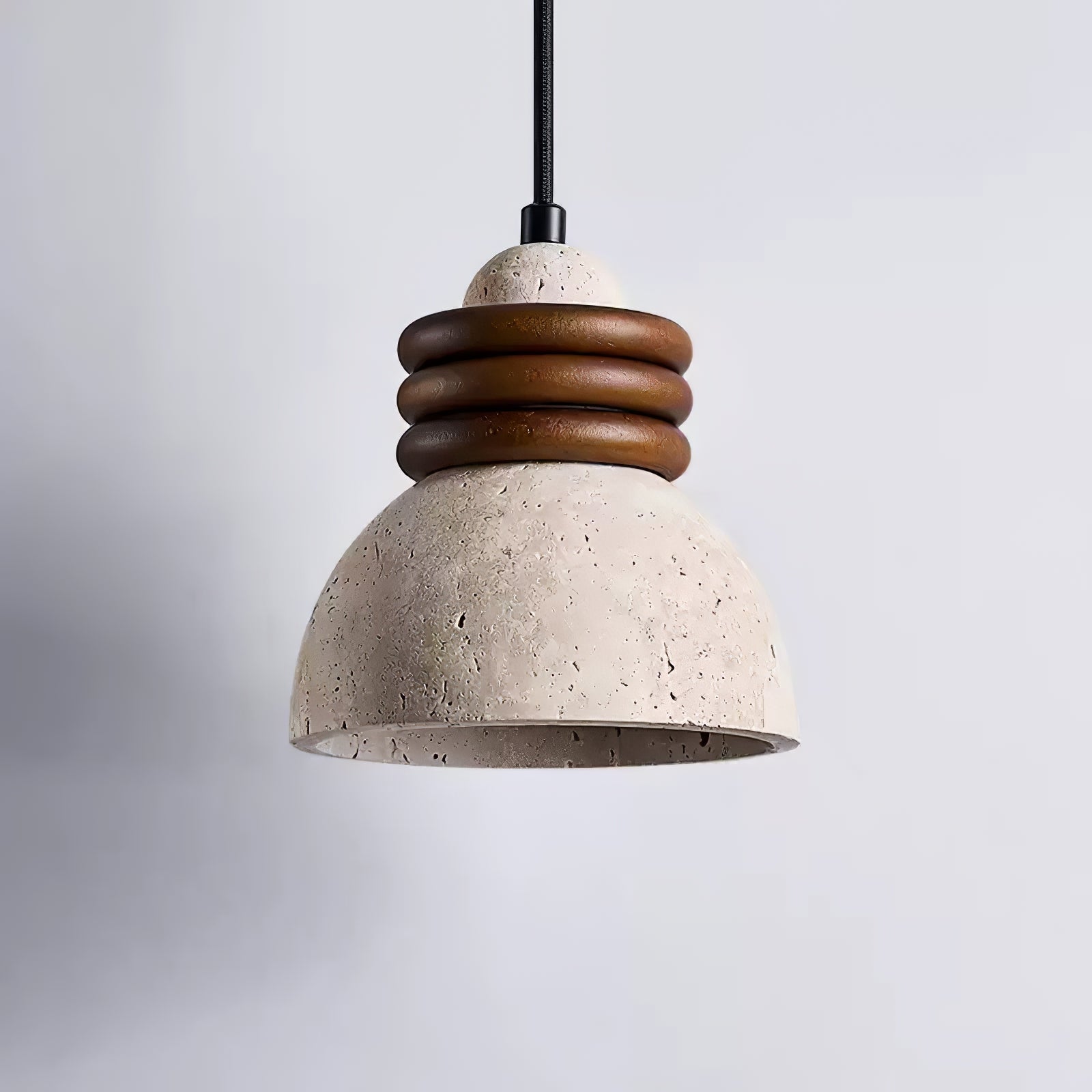 Suspension moderne Rock en Travertin jaune et noyer bois