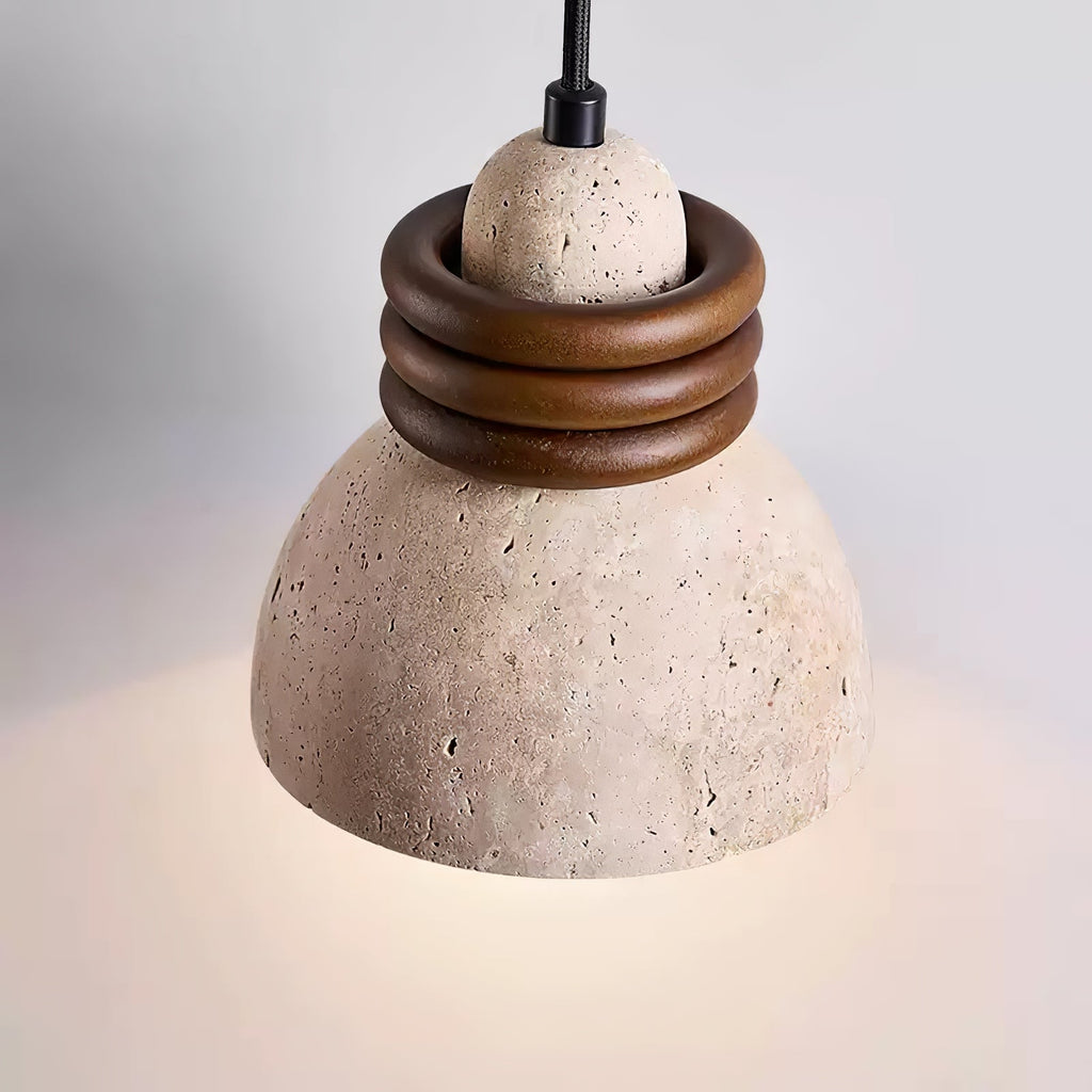 Suspension moderne Rock en Travertin jaune et noyer bois