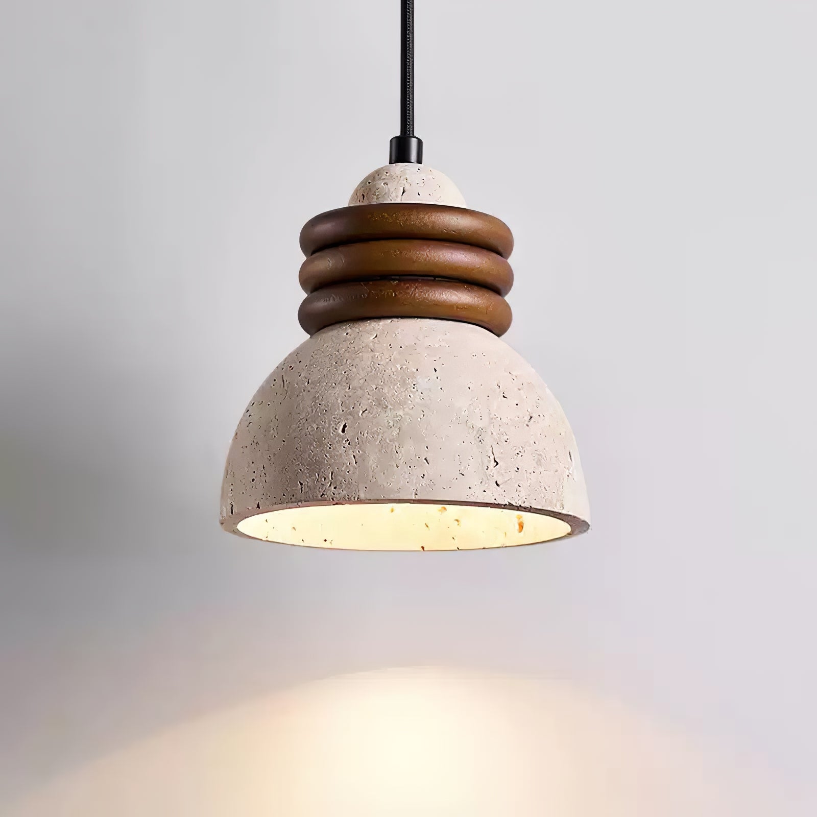 Suspension moderne Rock en Travertin jaune et noyer bois