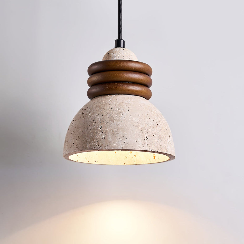 Suspension moderne Rock en Travertin jaune et noyer bois
