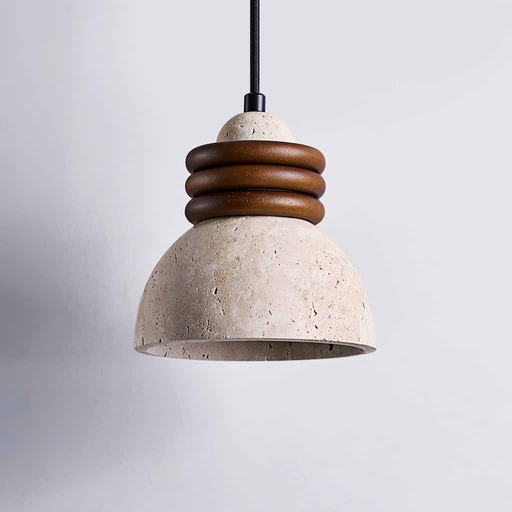 Suspension moderne Rock en Travertin jaune et noyer bois
