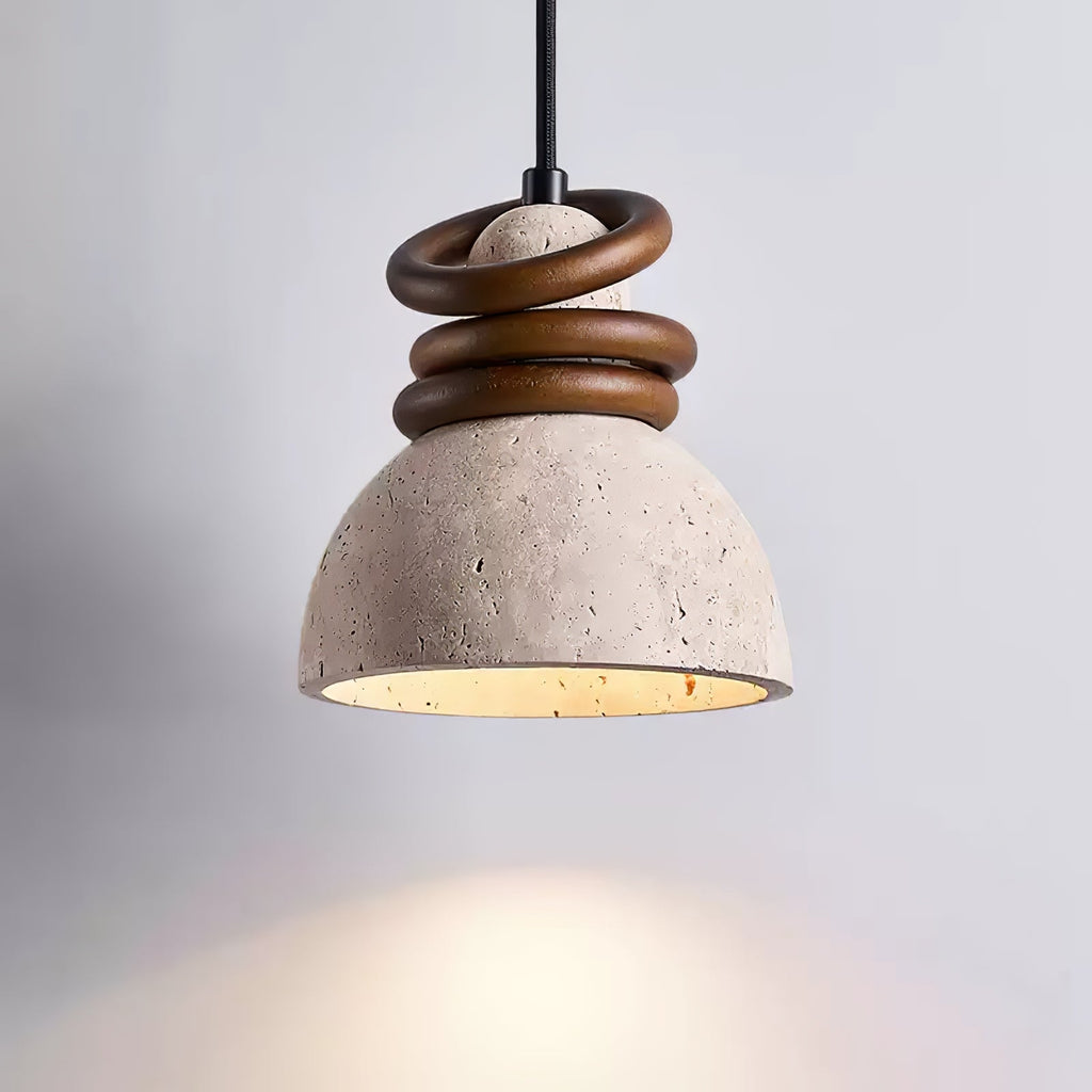 Suspension moderne Rock en Travertin jaune et noyer bois