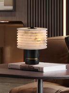 Lampe à poser moderne Perry en Albâtre Noir et blanc