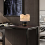 Lampe à poser moderne Perry en Albâtre Noir et blanc