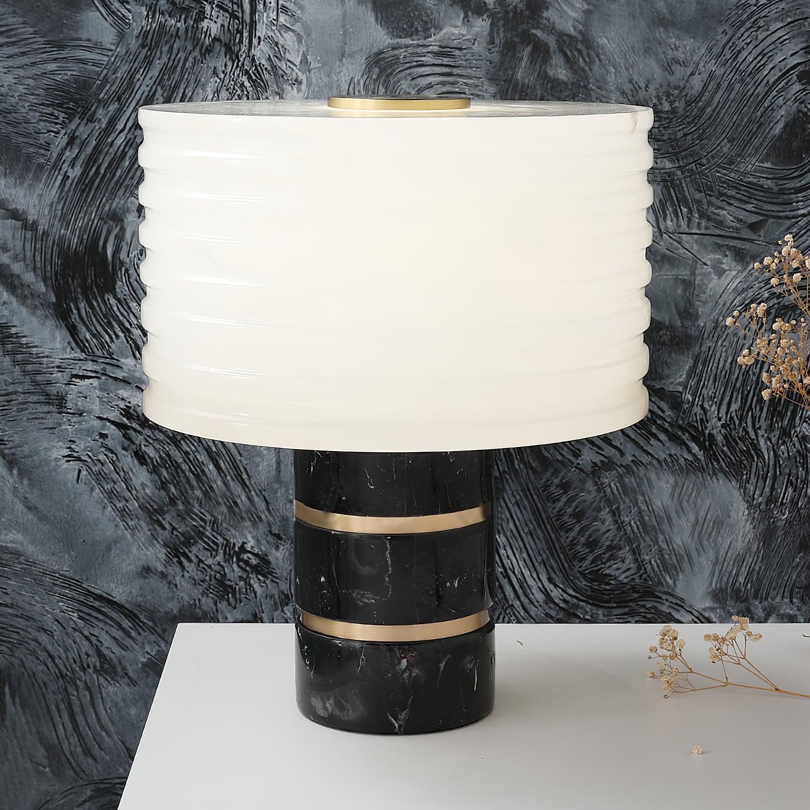 Lampe à poser moderne Perry en Albâtre Noir et blanc