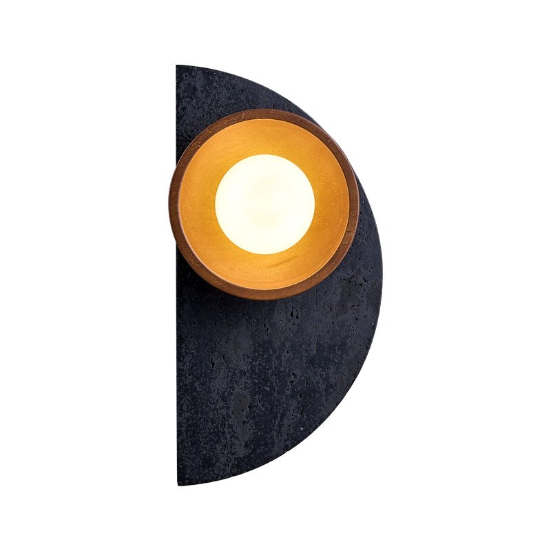 Applique murale moderne Walter en Noir travertin et noyer bois