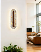 Applique murale moderne Brage en Noyer et travertin jaune