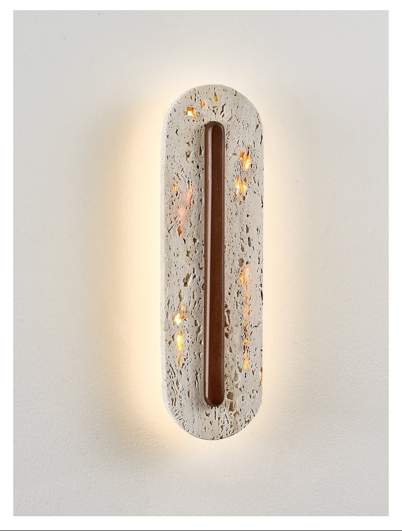 Applique murale moderne Brage en Noyer et travertin jaune