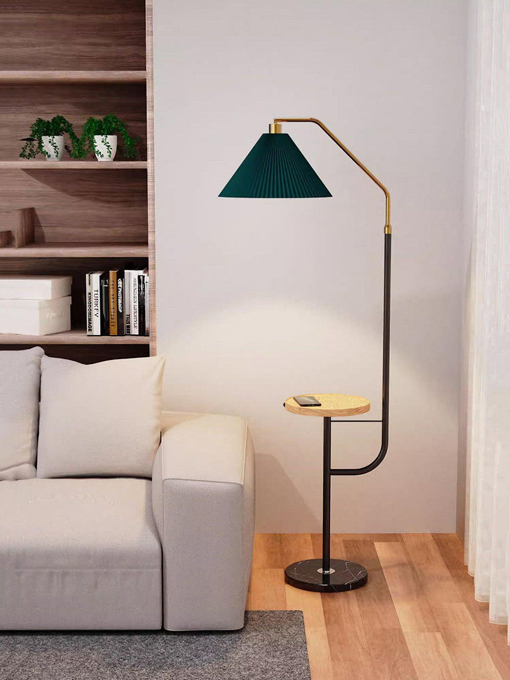 Lampadaire moderne Joralf en Marbre Vert et noir et doré