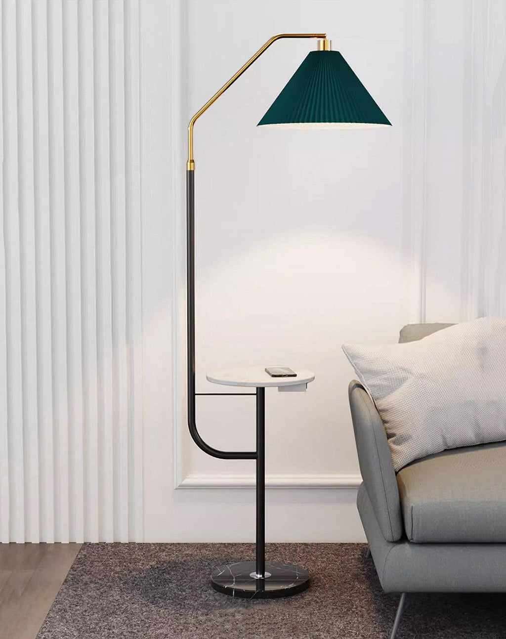 Lampadaire moderne Joralf en Marbre Beige et noir et doré