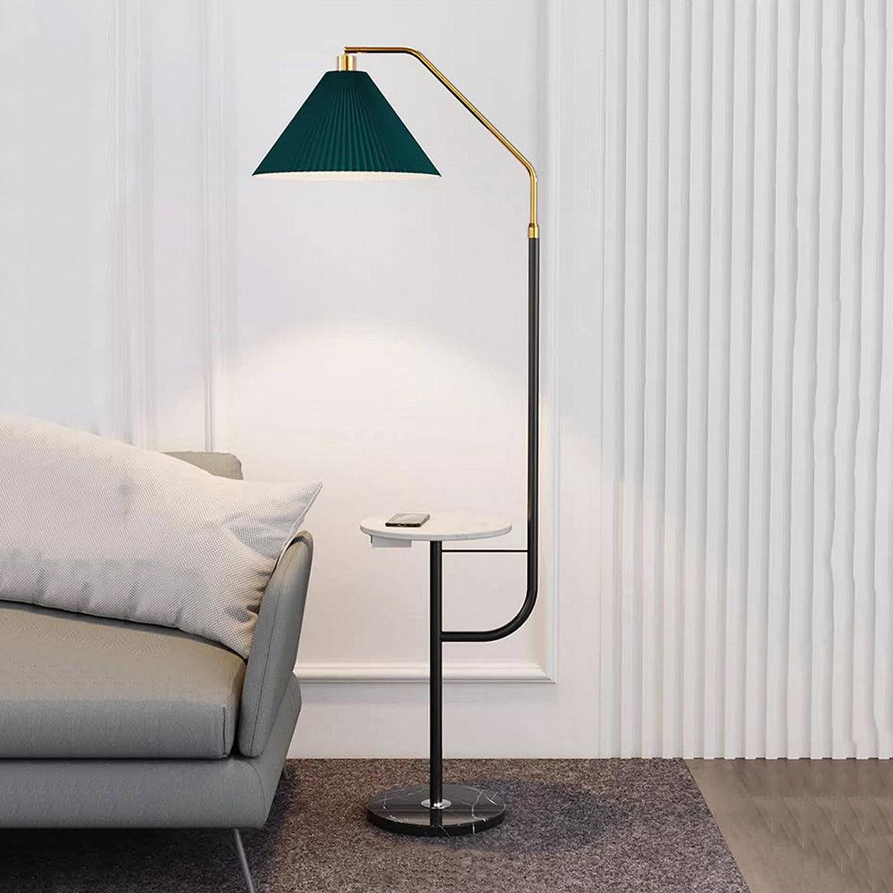 Lampadaire moderne Joralf en Marbre Beige et noir et doré