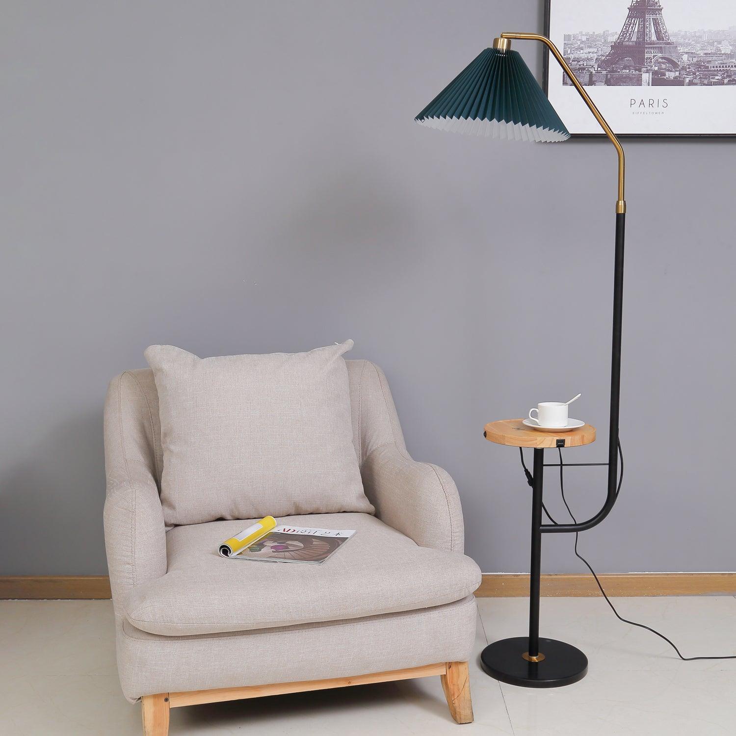 Lampadaire moderne Joralf en Marbre Vert et noir et doré