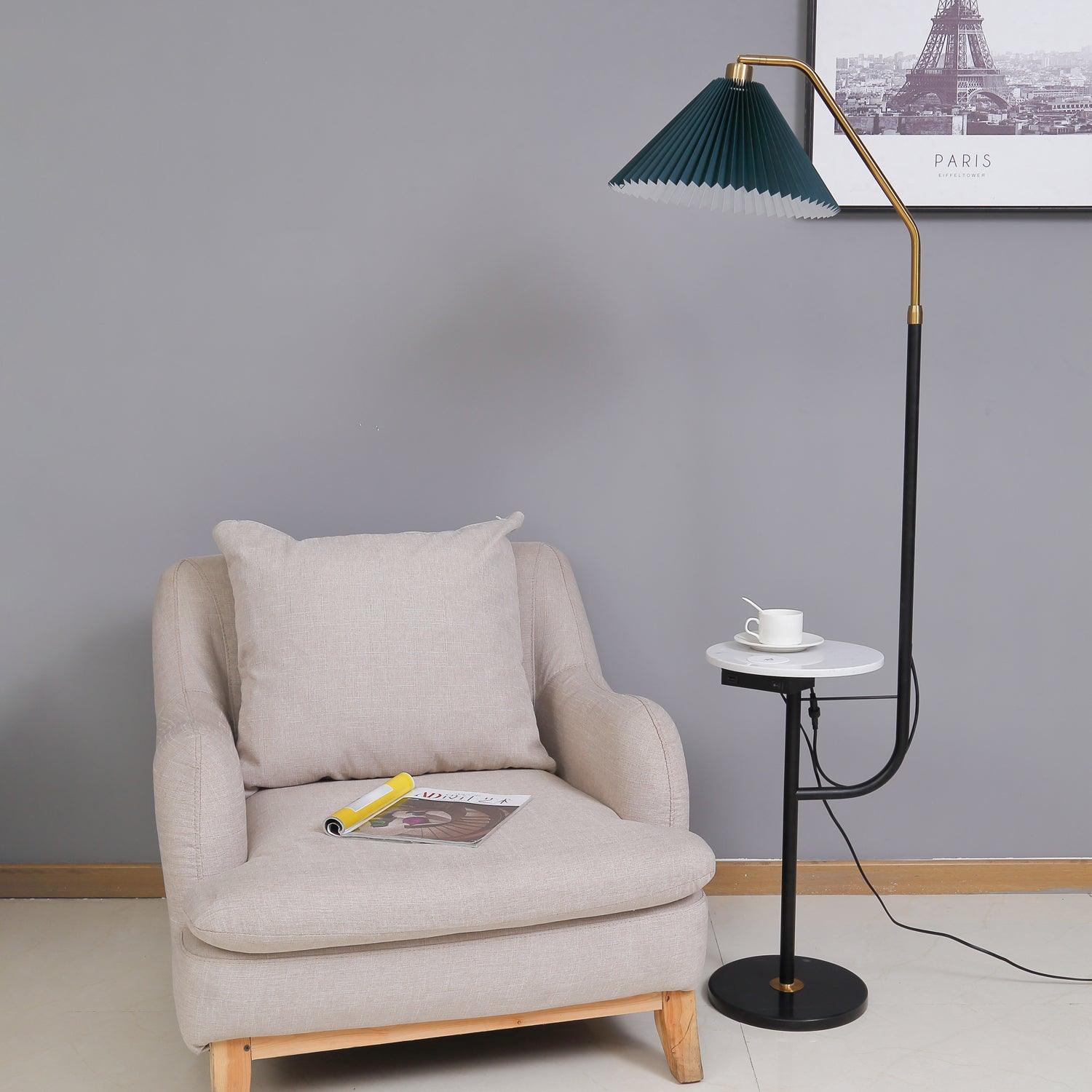 Lampadaire moderne Joralf en Marbre Beige et noir et doré
