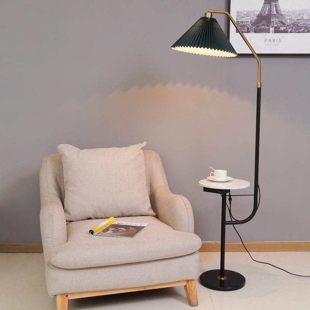 Lampadaire moderne Joralf en Marbre Vert et noir et doré