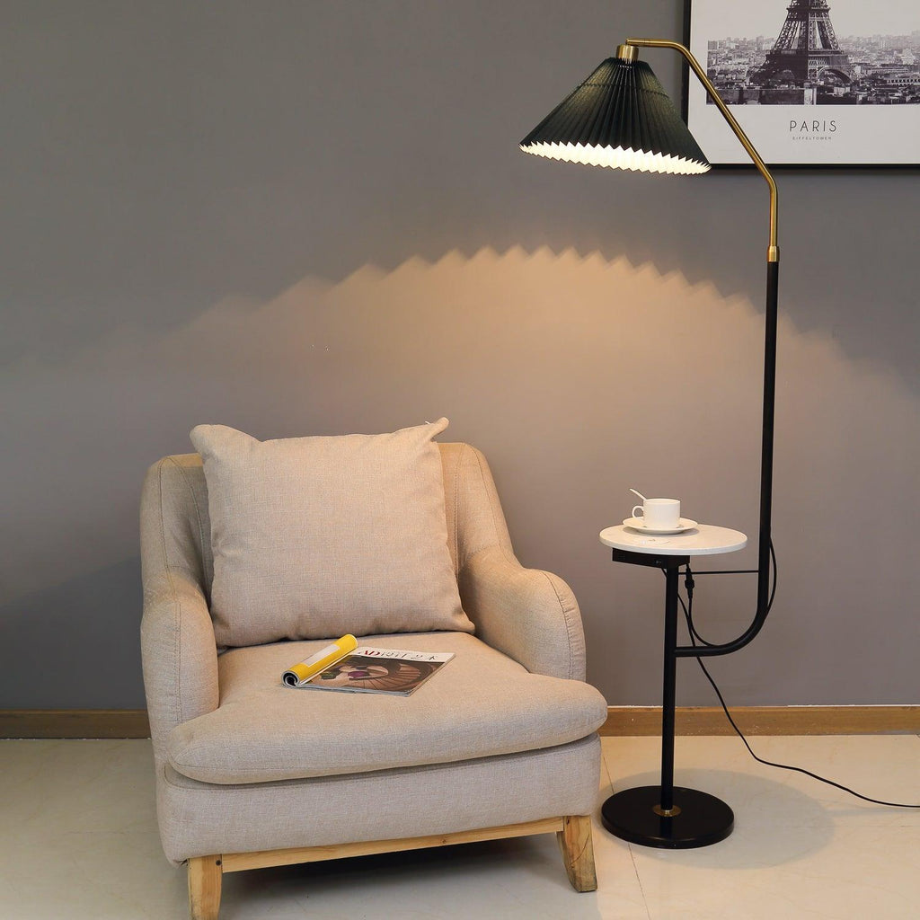 Lampadaire moderne Joralf en Marbre Vert et noir et doré