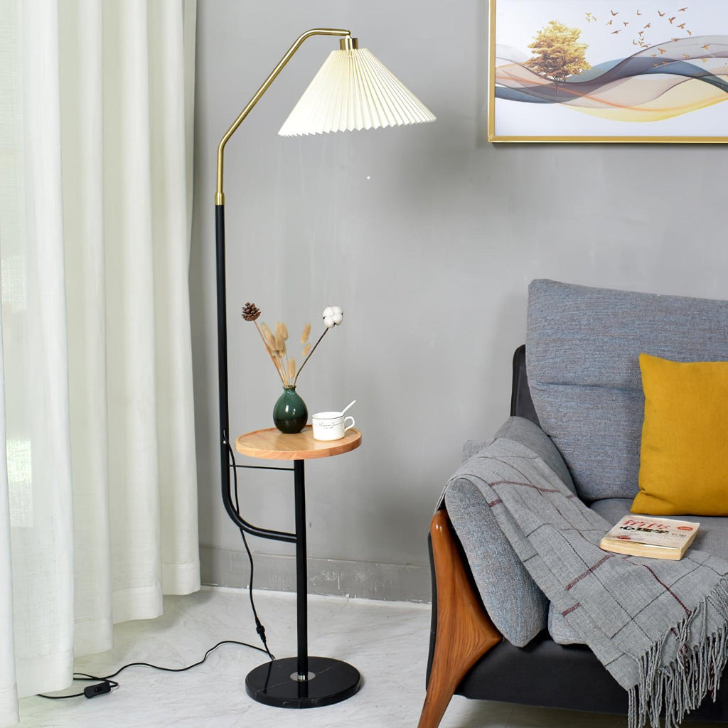 Lampadaire moderne Joralf en Marbre Beige et noir et doré
