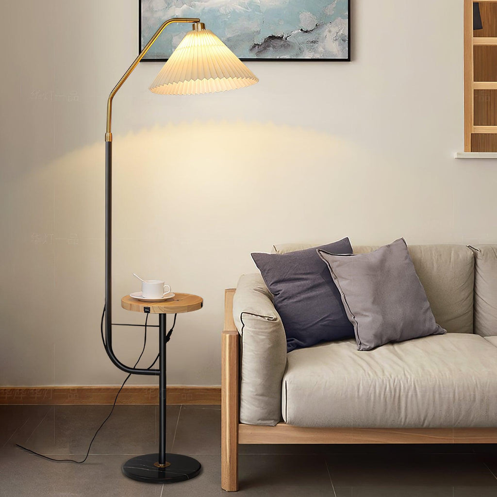 Lampadaire moderne Joralf en Marbre Beige et noir et doré