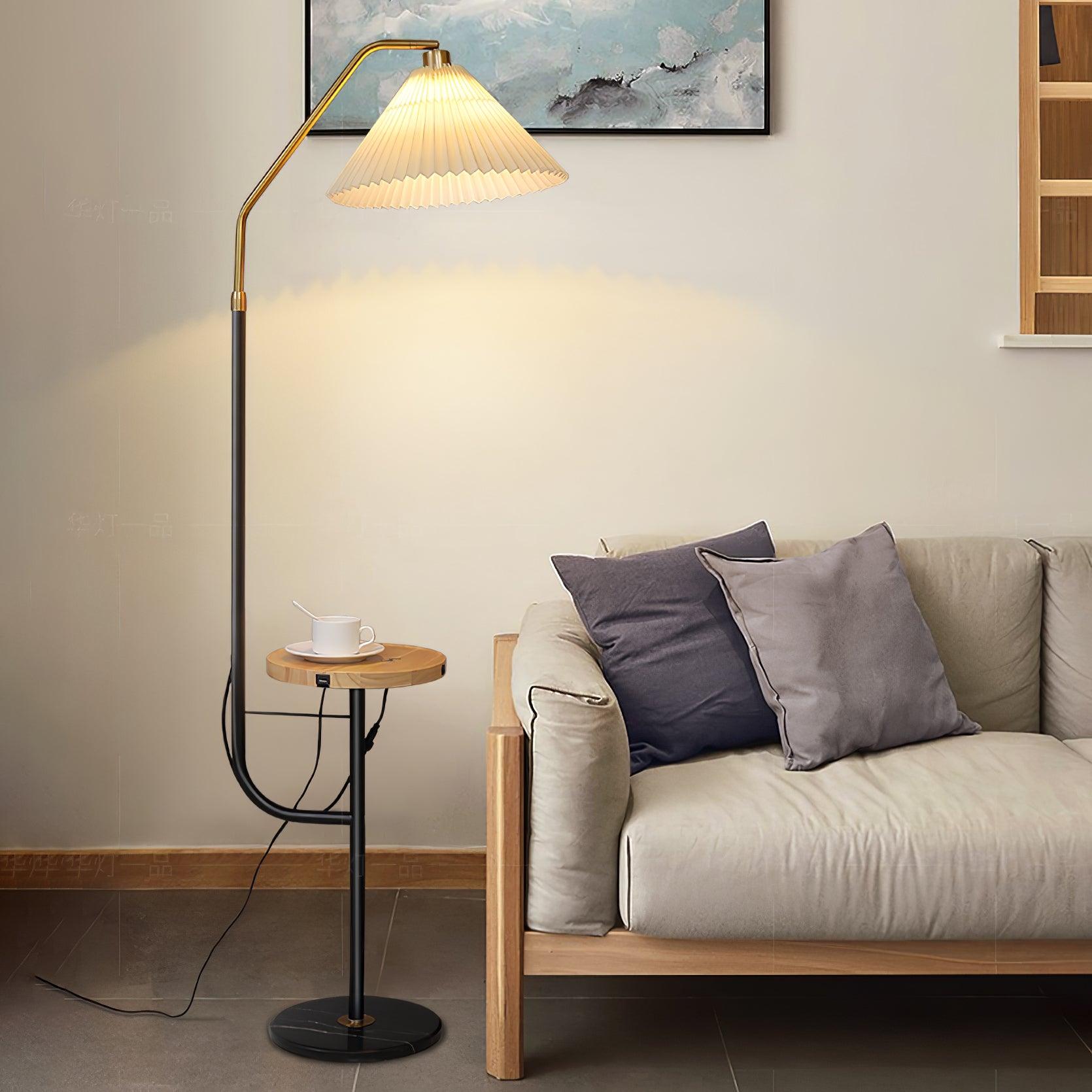 Lampadaire moderne Joralf en Marbre Beige et noir et doré