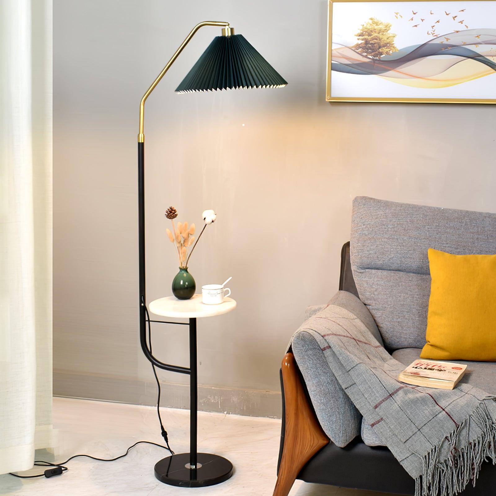 Lampadaire moderne Joralf en Marbre Vert et noir et doré