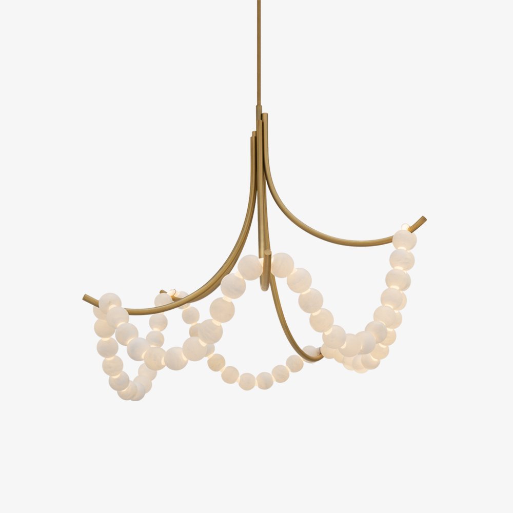 Lustre moderne Aden en Or et albâtre blanc