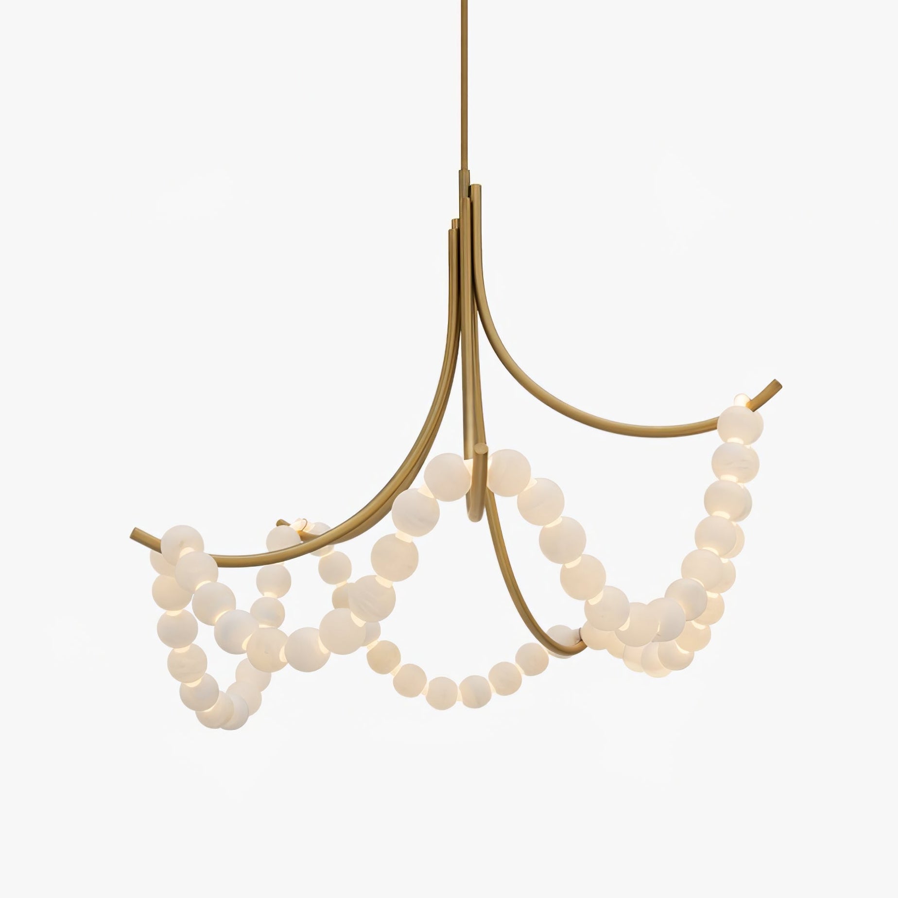 Lustre moderne Aden en Or et albâtre blanc