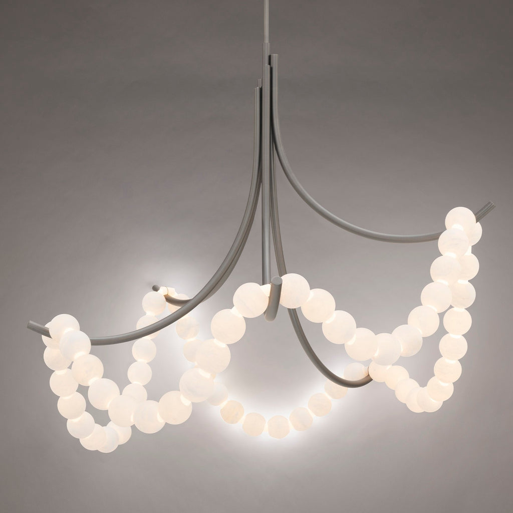 Lustre moderne Aden en Nickel et blanc albâtre