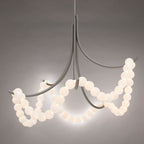 Lustre moderne Aden en Nickel et blanc albâtre