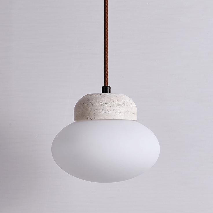 Suspension moderne Raimo en Travertin jaune et blanc