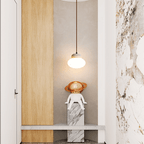 Suspension moderne Raimo en Travertin jaune et blanc