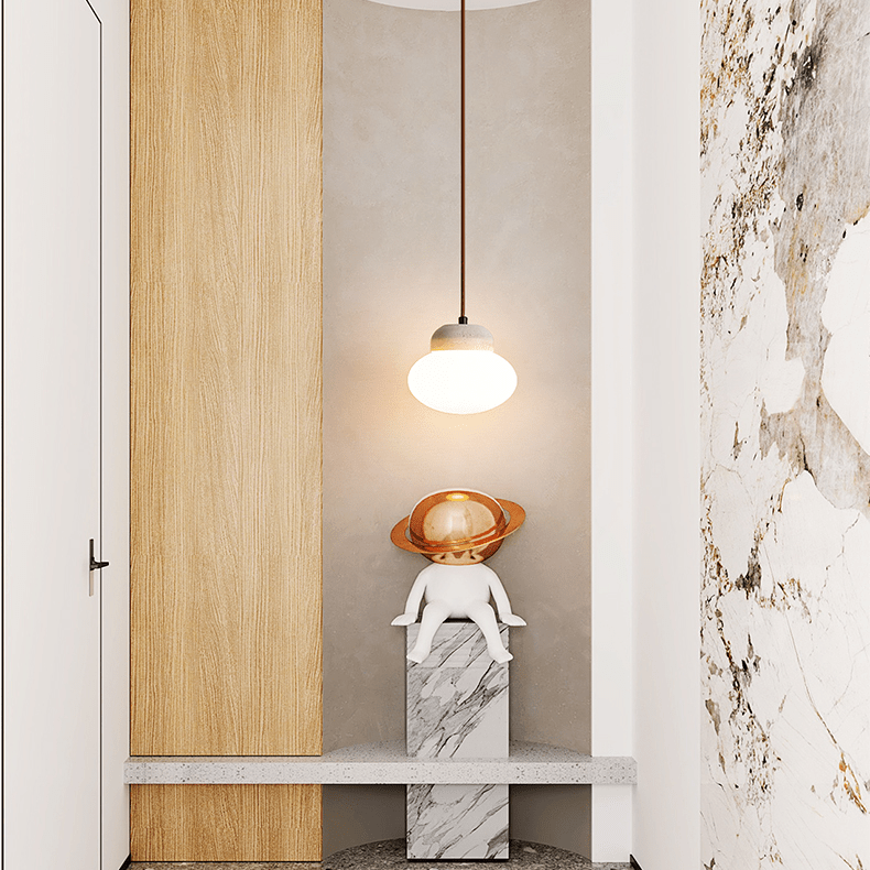 Suspension moderne Raimo en Travertin jaune et blanc