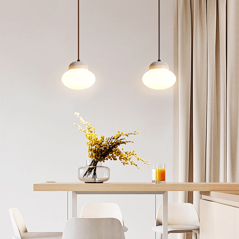 Suspension moderne Raimo en Travertin jaune et blanc