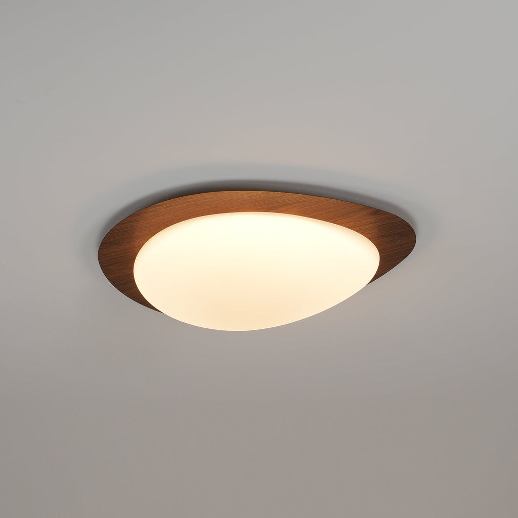 Plafonnier moderne Vaino en métal Artistique bois naturel effet