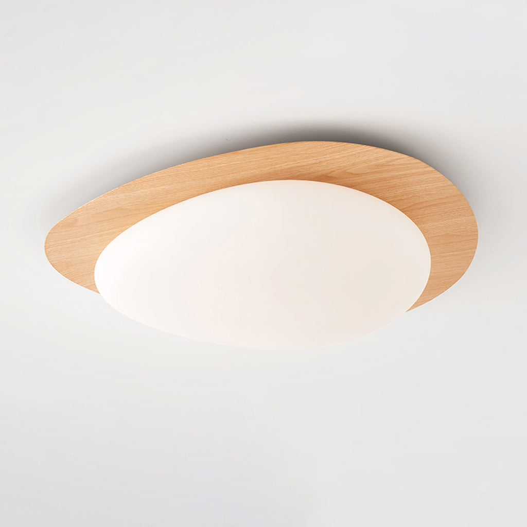 Plafonnier moderne Vaino en métal Artistique bois naturel effet