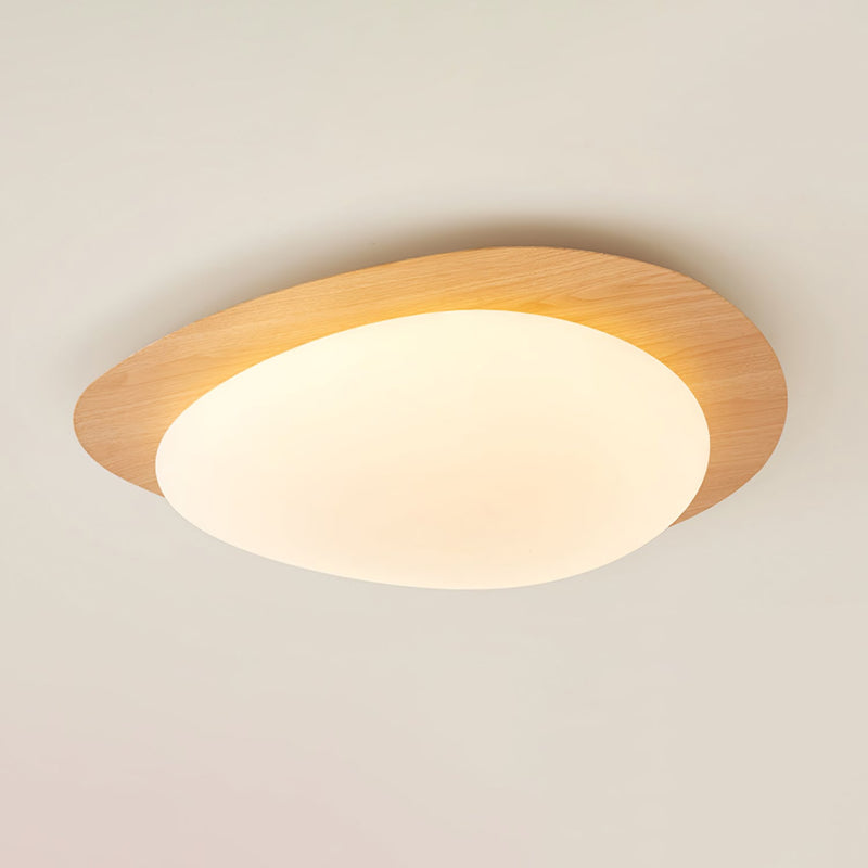 Plafonnier moderne Vaino en métal Artistique bois naturel effet