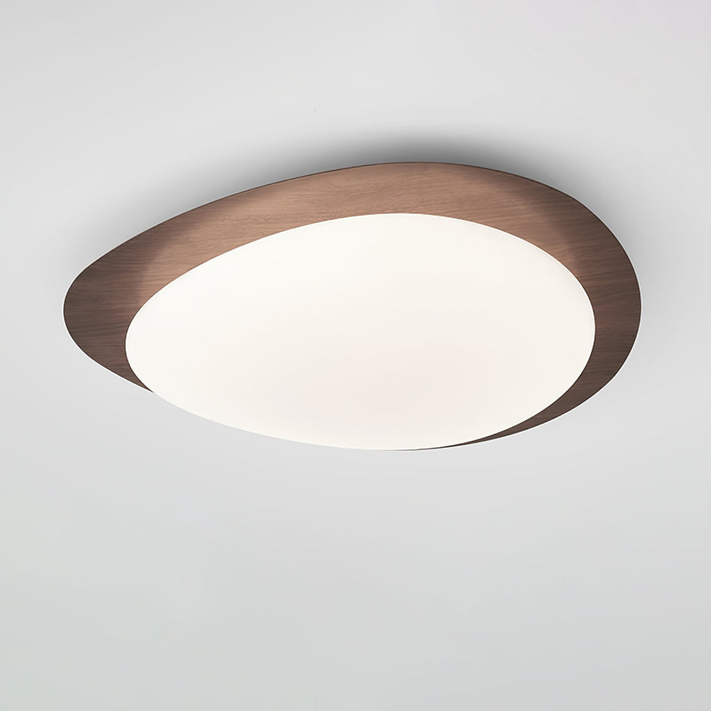 Plafonnier moderne Vaino en métal Artistique bois naturel effet