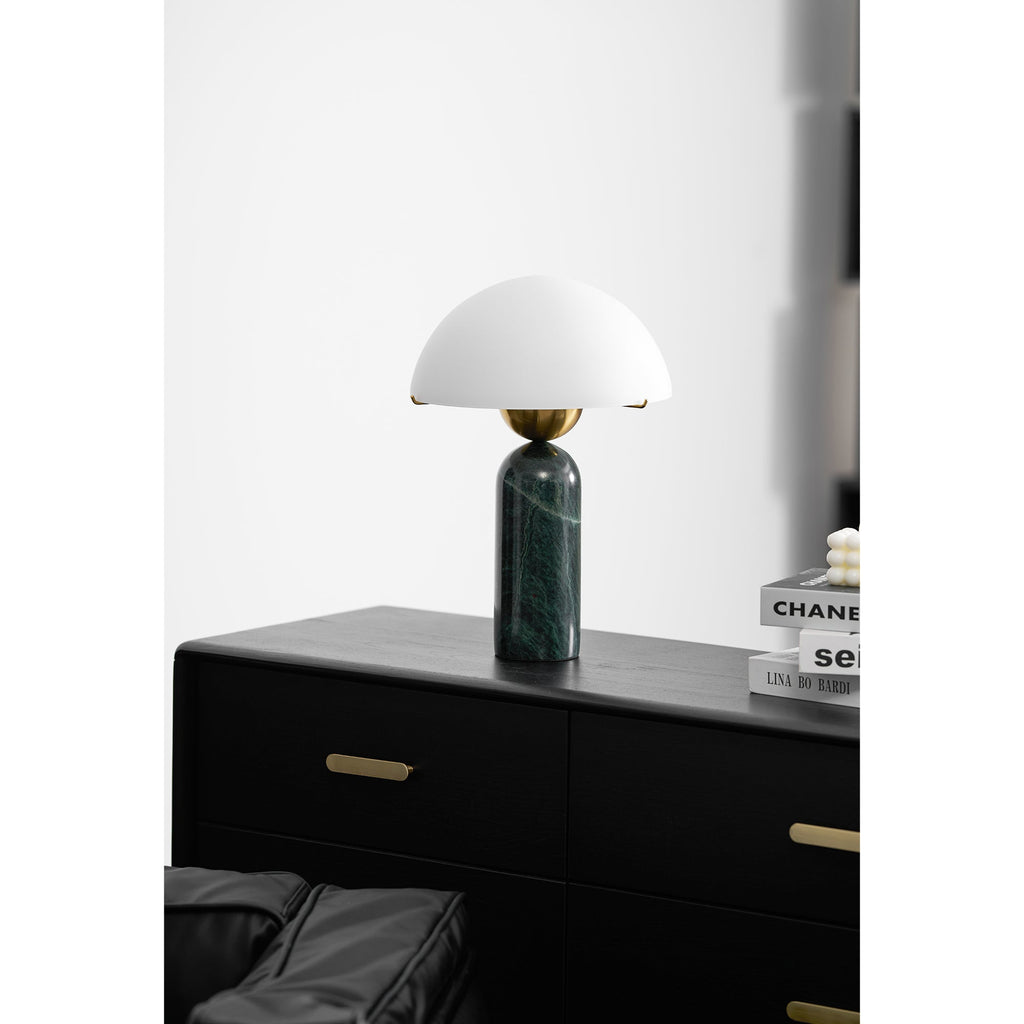 Lampe à poser moderne Galton en Albâtre Doré et vert marbre