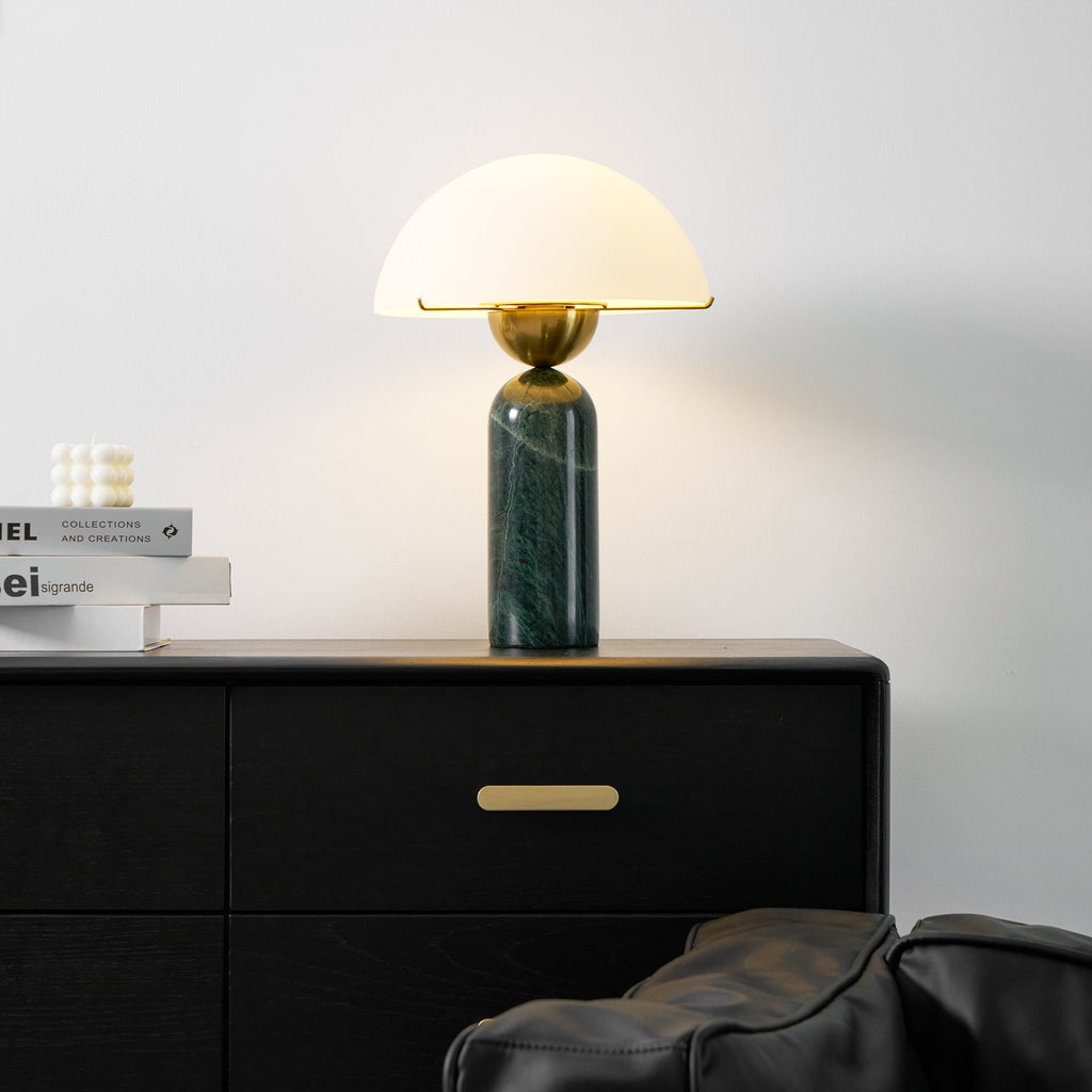 Lampe à poser moderne Galton en Albâtre Doré et vert marbre