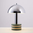 Lampe à poser moderne Agaton en chrome Gris et beige