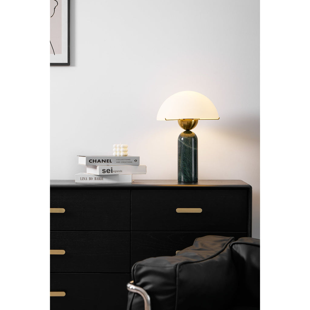 Lampe à poser moderne Galton en Albâtre Doré et vert marbre